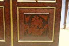19th Century Gorgeous Pair Dutch Colonial Oxblood Floral Motif Cabinets-Proven.