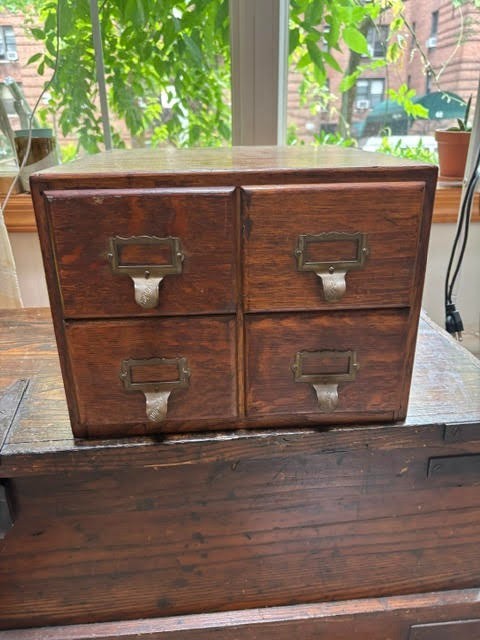 Antique 4 Drawer Library Card Catalog Old File Cabinet