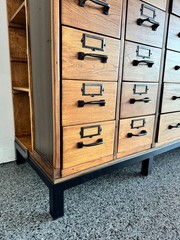 Antique 63 Drawer Lab, Parts or Apothecary Storage Cabinet, Card Catalog