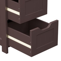 Floor Bathroom Storage Cabinet with Slide Out Drawers for Living Room Brown