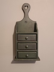 Vintage Wooden 3-Drawer Apothecary Wall Hanging Cabinet Green Cottage Core Decor