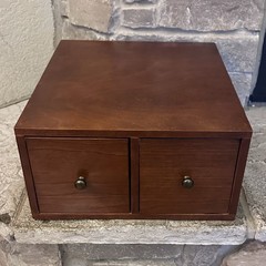 Vintage Dovetail Maple Wood 2-Drawer Wooden File Cabinet CD Holder Library Box