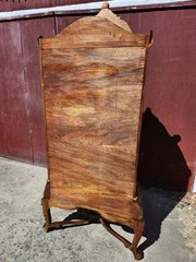 Antique Curio Bombay style Cabinet Carved Wood & Glass 3 Shelves