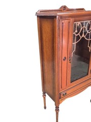 Antique Edwardian Oak Display Cabinet, Curio Cabinet, Glass Door Cabinet