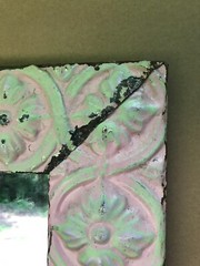 Decorative Floral Medallion Tin Cove 28″ x 69″ Pink Metal Mirror Old 1049-23B