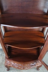 Victorian Revival French Rococo Style Mahogany Display Cabinet Vitrine Curio 74″