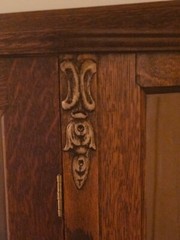 Antique Curved Glass CURIO CABINET with 4 Shelves & Key 1800s China/Display Case