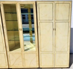 Faux Goatskin Display Etagere Bar Cabinets by JOHN STUART