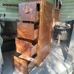 Antique Oak 4-Drawer Filing Cabinet Library Bureau for a Corner