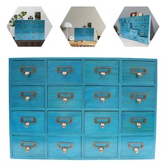 Vintage 16 Drawers Tabletop Library Card Catalog Cabinet Apothecary Storage Box