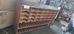 Vintage Antique Oak Apothecary Mail Station Storage Cabinet 78X18.5X44″