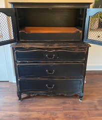 Vintage Painted Black Storage Cabinet Bar Cabinet