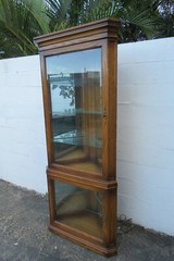 Tall Oak Corner Display China Cabinet Cupboard by Gordons 2706