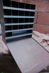 vintage lockable industrial pigeon hole storage cabinet. Rare with Lockable door