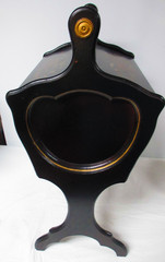 Black Lacquer Handpainted Sewing Cabinet Stand Hinged Lid & Handle