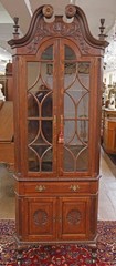 19th Century Tiger Oak Centennial Chippendale Ball & Claw Corner Cabinet