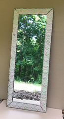 Decorative Floral Medallion Tin Cove 28″ x 69″ Pink Metal Mirror Old 1049-23B