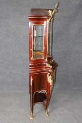 Signed J.Groschkus Abalone & Mother of Pearl Figural Bronze Bowed Glass Vitrine