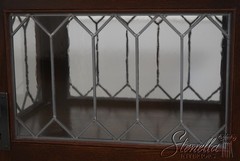 73379: STICKLEY Roycroft Mission Oak Leaded Glass Cabinet
