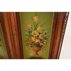 Berkey & Gay Style Antique Jacobean Hand Painted Bar Cabinet, Circa 1920s
