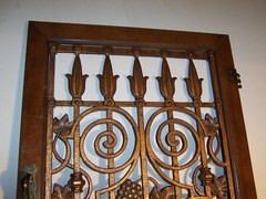Vintage Faux Iron Gate Grape Clusters Wine Cabinet Door Only Wall Art Salvage