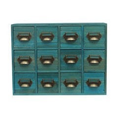 12 Drawers Vintage Tabletop Apothecary Storage Box Library Card Catalog Cabinet