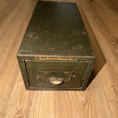 Vintage Fire-Proof Furniture & Construction Green Drawer Card Filing Cabinet Box