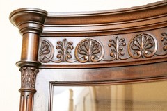 19th Century English Adams Style Vitrine Cabinet With Custom Linen Interior