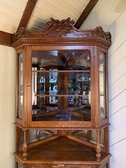 Fabulous Antique Victorian Oak Corner China Cabinet