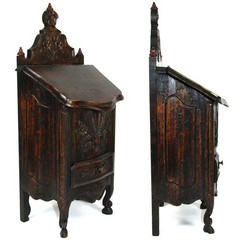 Carved Wood French Country French 16.5″ Tall Salt Box, Cabinet after 18c Style