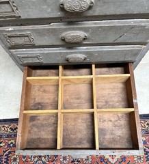 Antique Apothecary Cabinet, Storage Supply Cabinet, 12 Drawers Tall Painted Pine