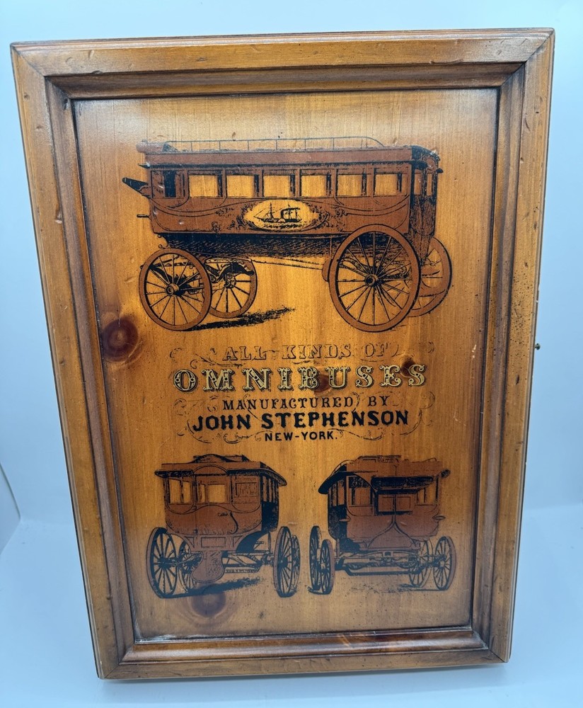 Antique Vintage Wooden Wall Shelf Curio Cabinet Omnibuses Print Signed By Maker