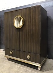 Jeffery Bilhuber For Henredon “Barclay Street” Bar Cabinet; Walnut & Nickel Trim