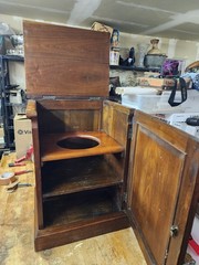 Antique 19th c Wooden Canmode Chamber Cabinet Primitive Walnut Potty Cupboard