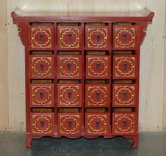 RARE ORIENTAL CHINESE EXPORT VINTAGE CABINET LOTS OF DRAWERS FOR FINE TEAS