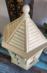 Vtg Wooden Trinket Jewelry Box Cabinet Tole Painted Topiary Cottagecore