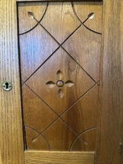 Antique Handmade Spoon Carved Oak Wall Corner Cabinet Cupboard