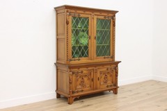 Renaissance Antique Oak Bookcase or Bar Cabinet, Knights #56779
