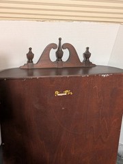 Antique 1940s Ferguson 7843 Mahogany Curved Glass Mirror Curio Case Wall Cabinet