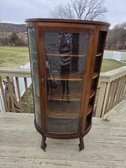Antique Solid Wood Curved Curio Cabinet. PROJECT PIECE. 63″ tall 36″wide
