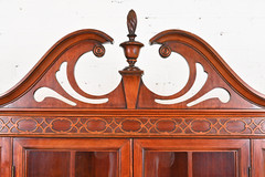 Bernhardt Georgian Carved Mahogany Breakfront Bookcase Cabinet