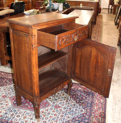 French Antique Carved Tiger Oak Louis XV Cabinet / Jam Cabinet