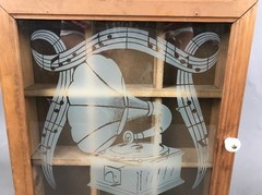 Music Gramophone record player wood hanging wall curio box