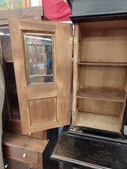 Antique Georgian Period Hutch Cabinet Beveled Glass