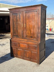 Antique Livery cabinet cupboard oak raised panel Pilgrim Period Farm House