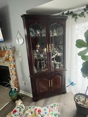 Solid Cherry Wood Corner China Cabinet in Excellent Condition