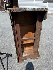 Antique paint decorated cupboard linen press Georgian 18th century