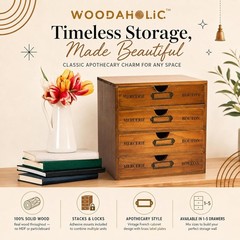 Pre-Assembled 4 Drawer Stackable Wood Storage – Elegant Organizer for Desktop