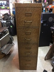 Rare Antique Macey Tiger Oak Metal Four Drawers File Cabinet Metal Body !