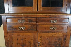 Antique American Victorian Oak Stepback Hutch Display China Cabinet Bookcase 85″